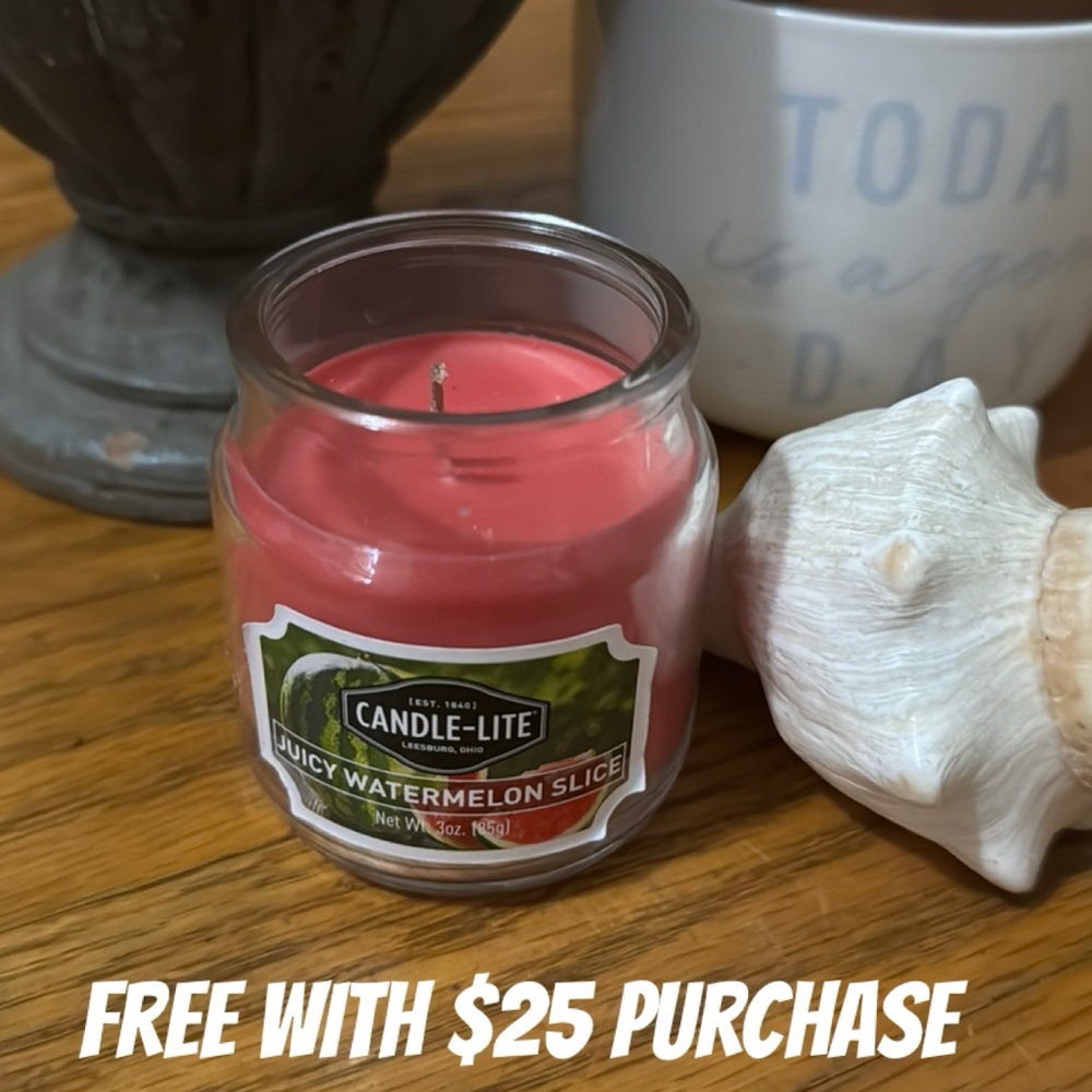 Free With $25 Purchase-Candle Lite Glass Jar Candle-3 oz-Juicy Watermelon Slice